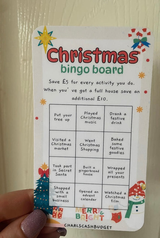 Christmas Bingo Board Savings Challenge