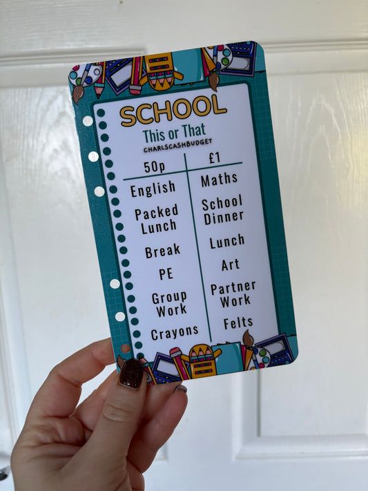 School This or That Dashboard Savings Challenge